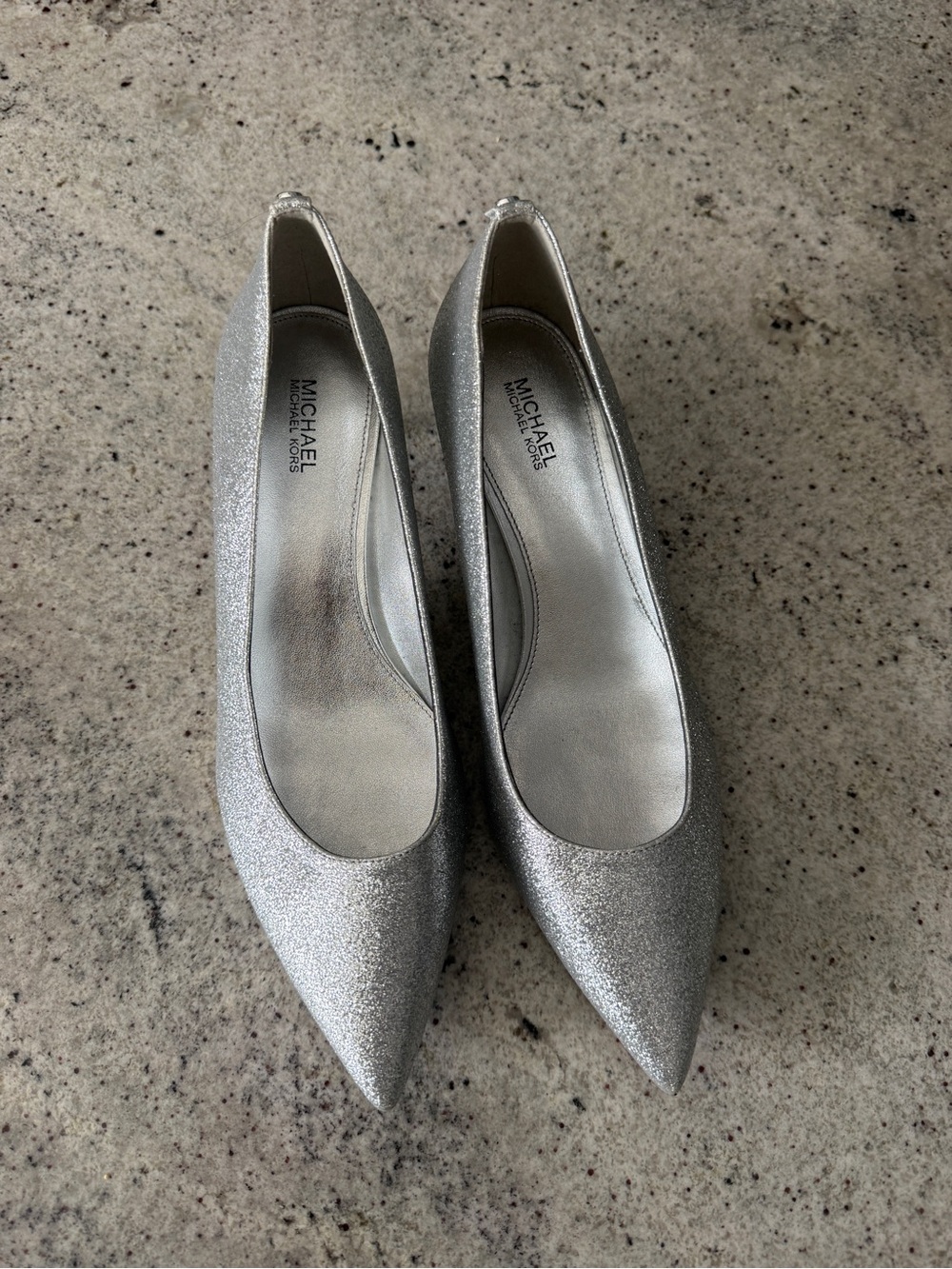 MICHAEL Michael Kors Sparkle Pointed Toe Flats in Silver